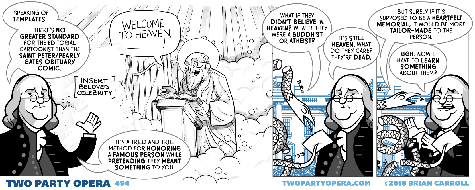 The Standard Saint Peter/Pearly Gates Obituary Comic